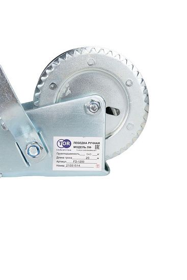 Лебедка ручная TOR ЛФ-1200 (FD) г/п 0,5 т длина троса 20 м